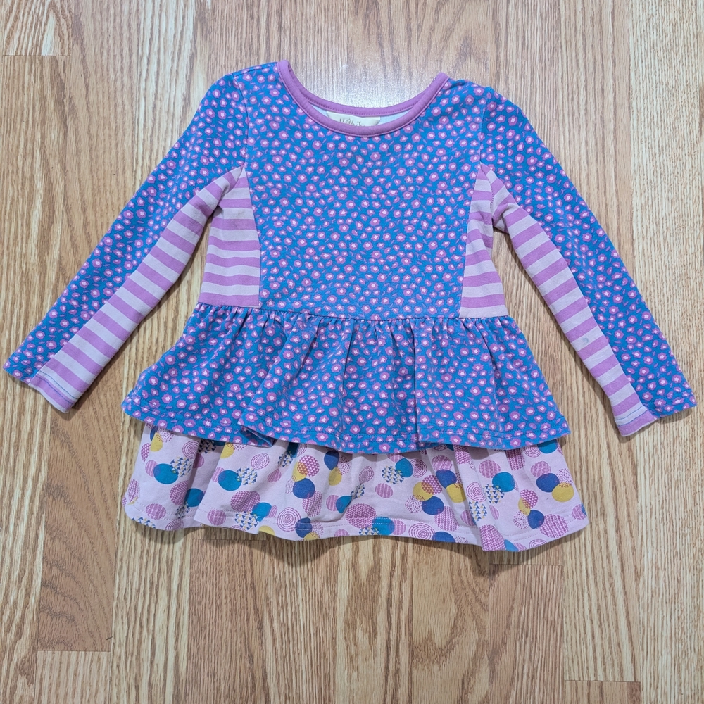 Matilda Jane Blue and Purple Patterned Long Sleeve Dress 2T